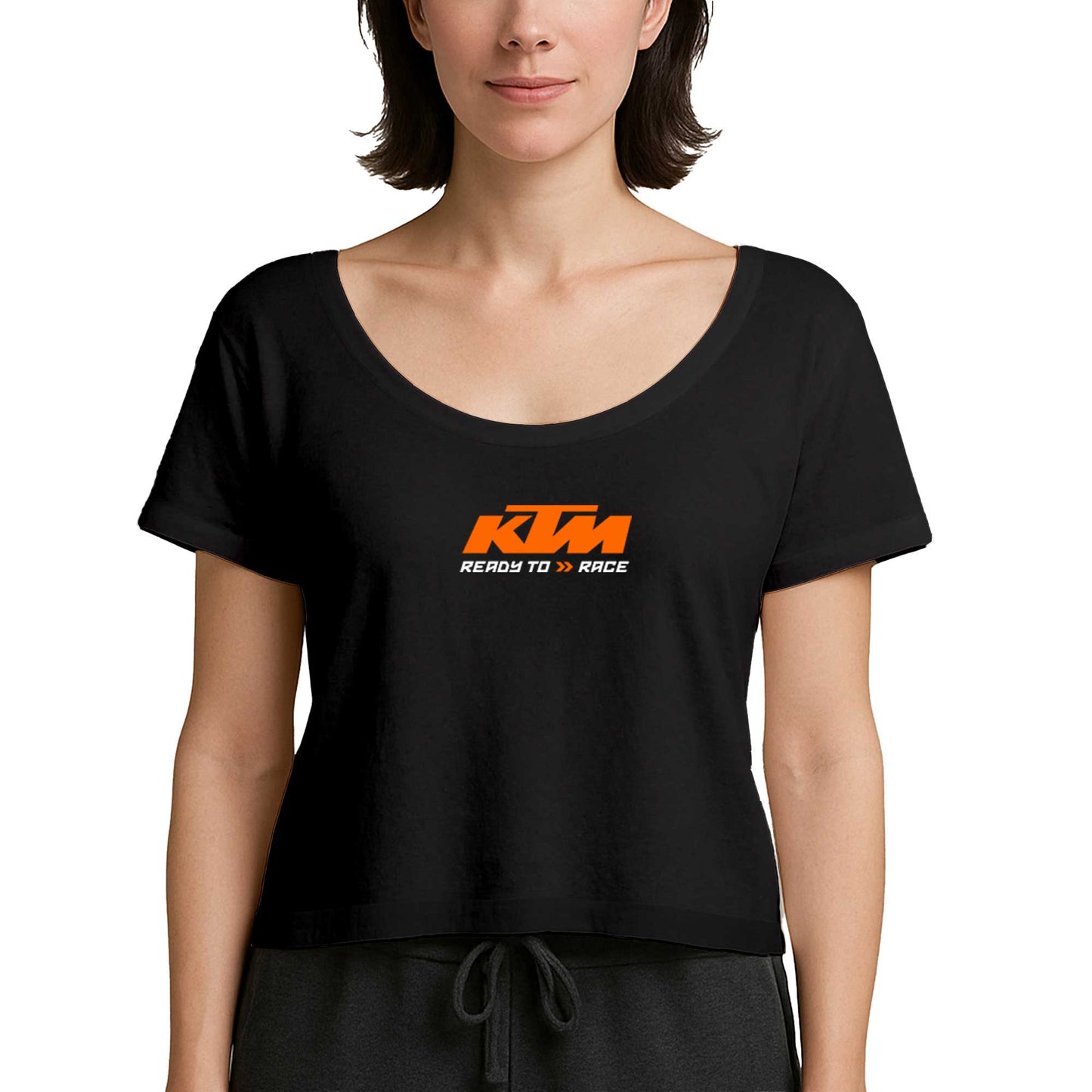 KTM Ready To Race Text Siyah Kadın Tişört