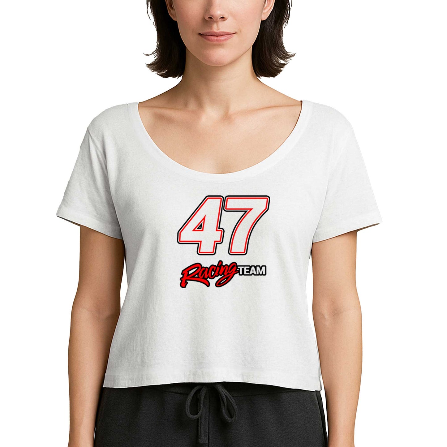 Moto 47 Racing Team Beyaz Kadın Tişört