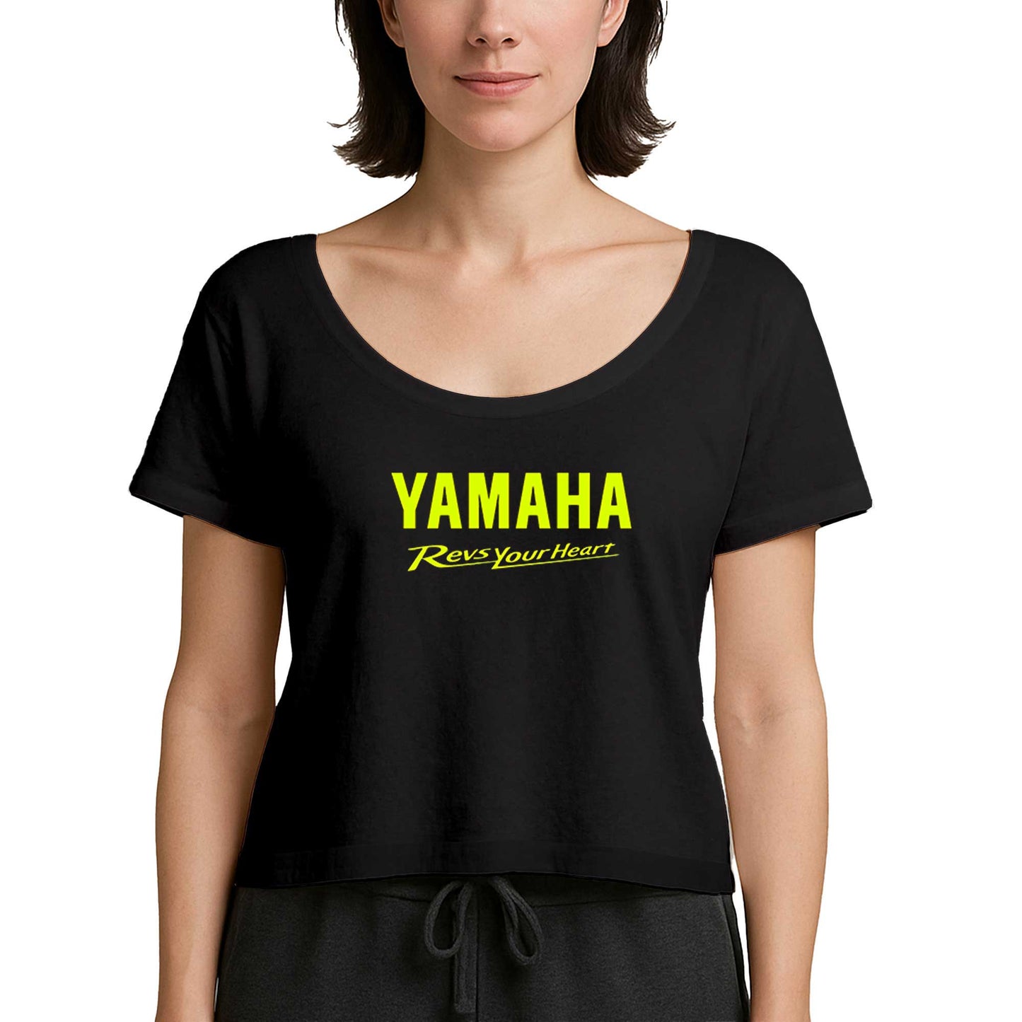 Yamaha Revs Your Heart Siyah Kadın Tişört