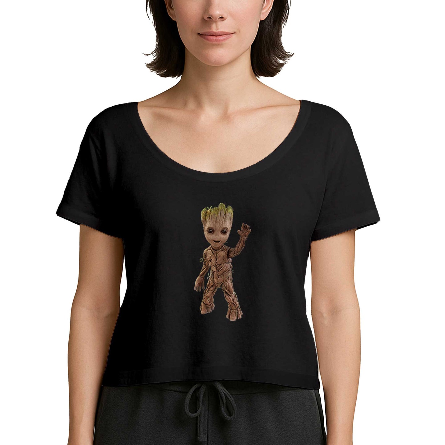 Groot Baby Siyah Kadın Tişört
