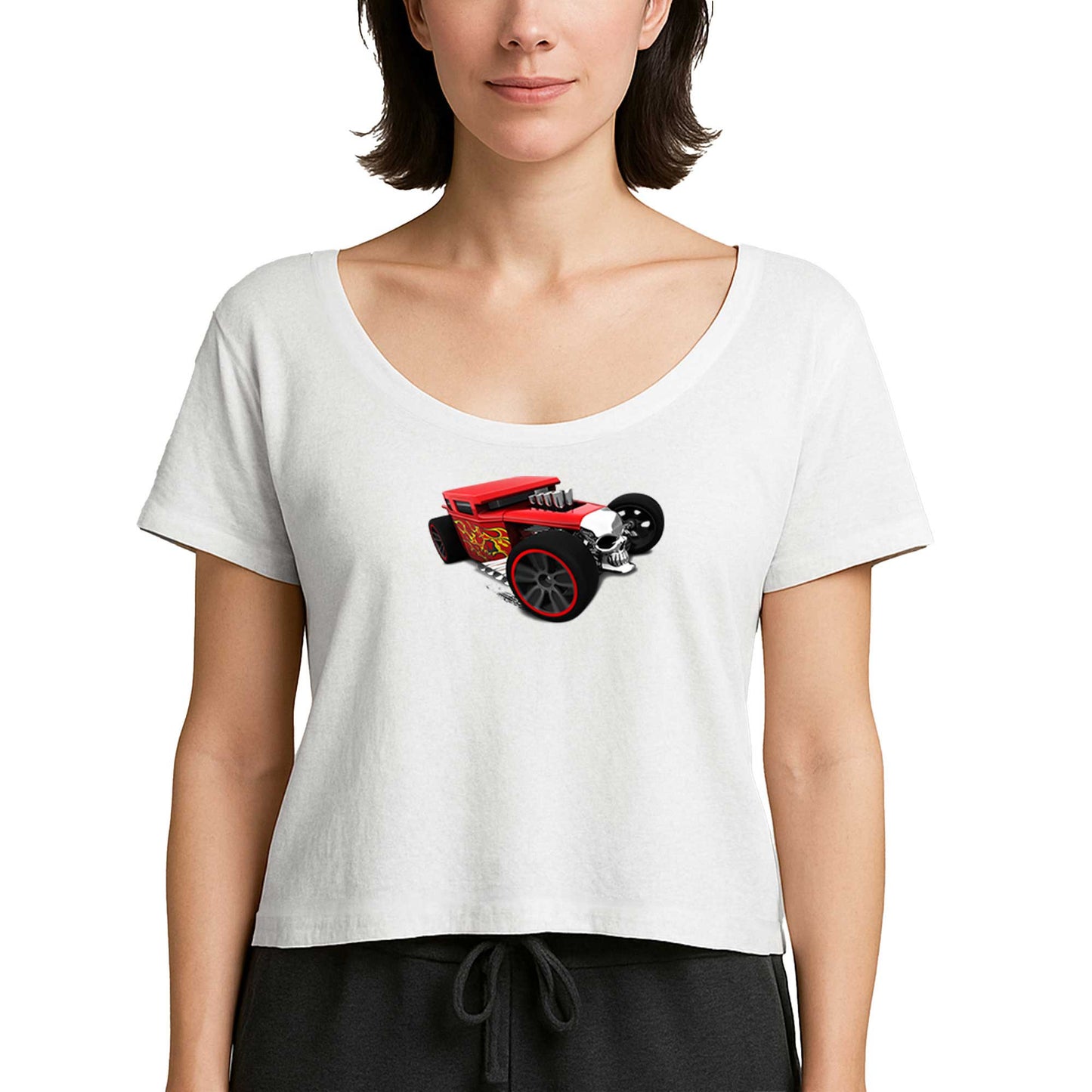 HOT WHEELS Skull Car Beyaz Kadın Tişört