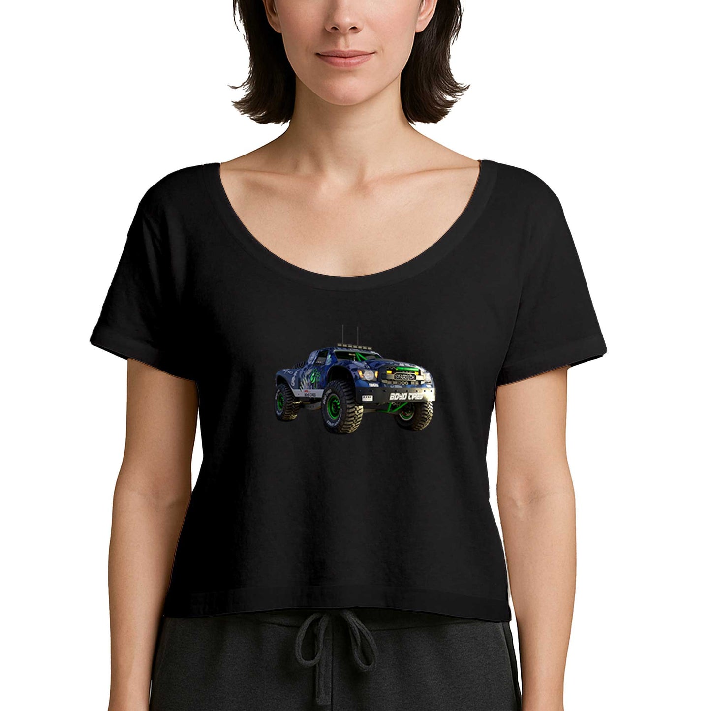 Off Road Yarış Arabası Siyah Kadın Tişört