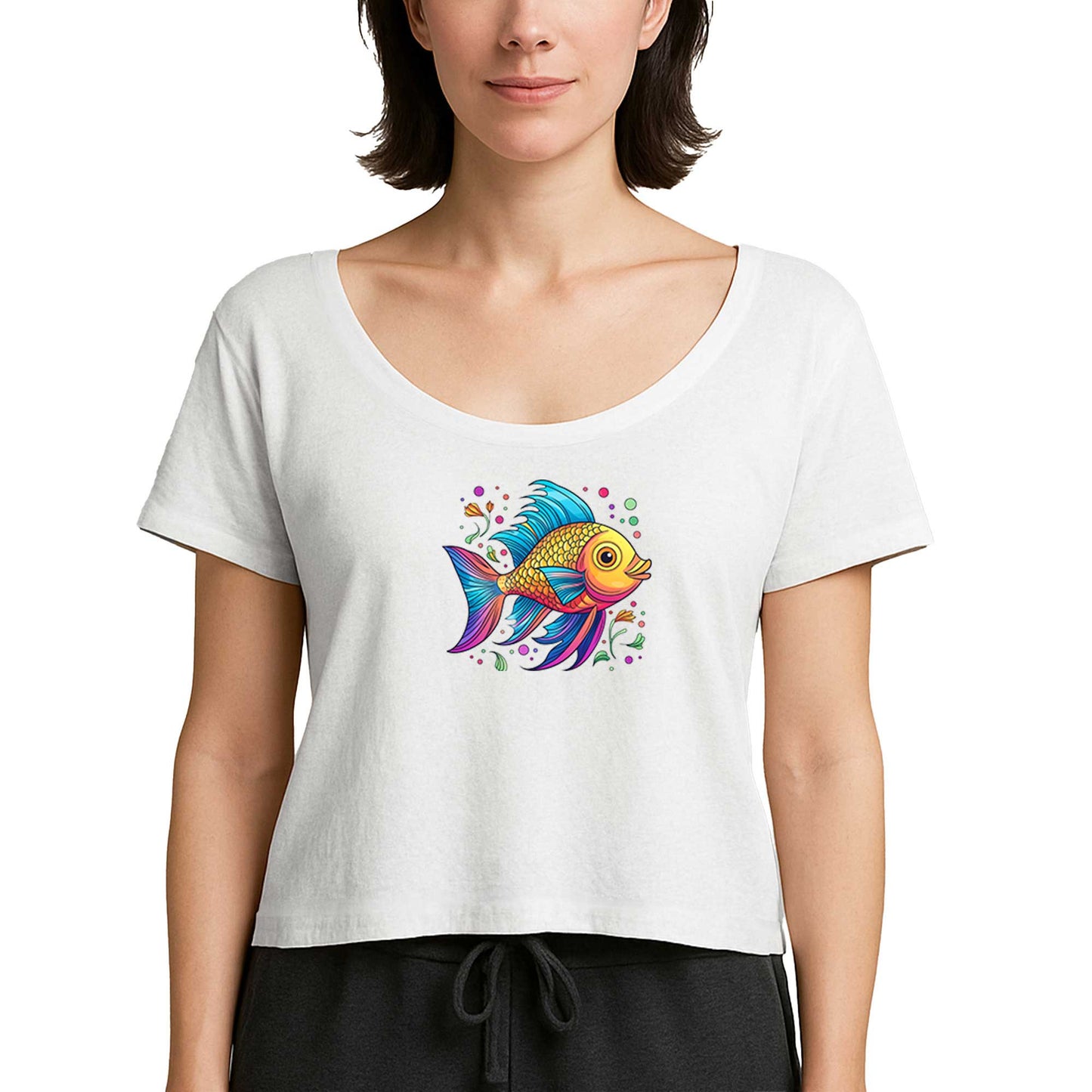 Colorful Fish Beyaz Kadın Tişört