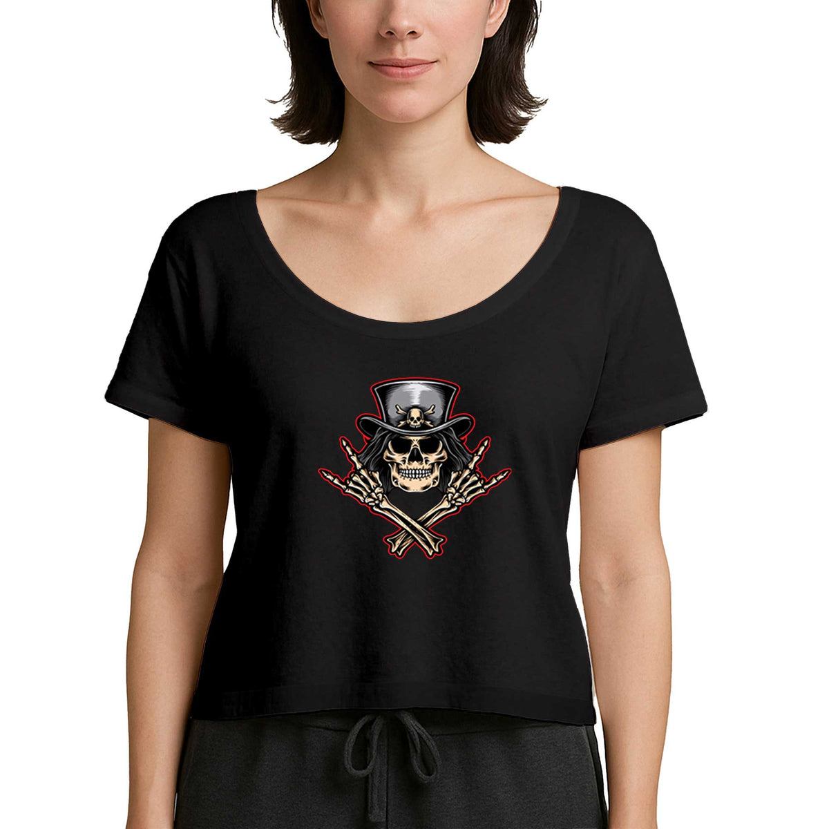 Slash Skull Siyah Kadın Tişört