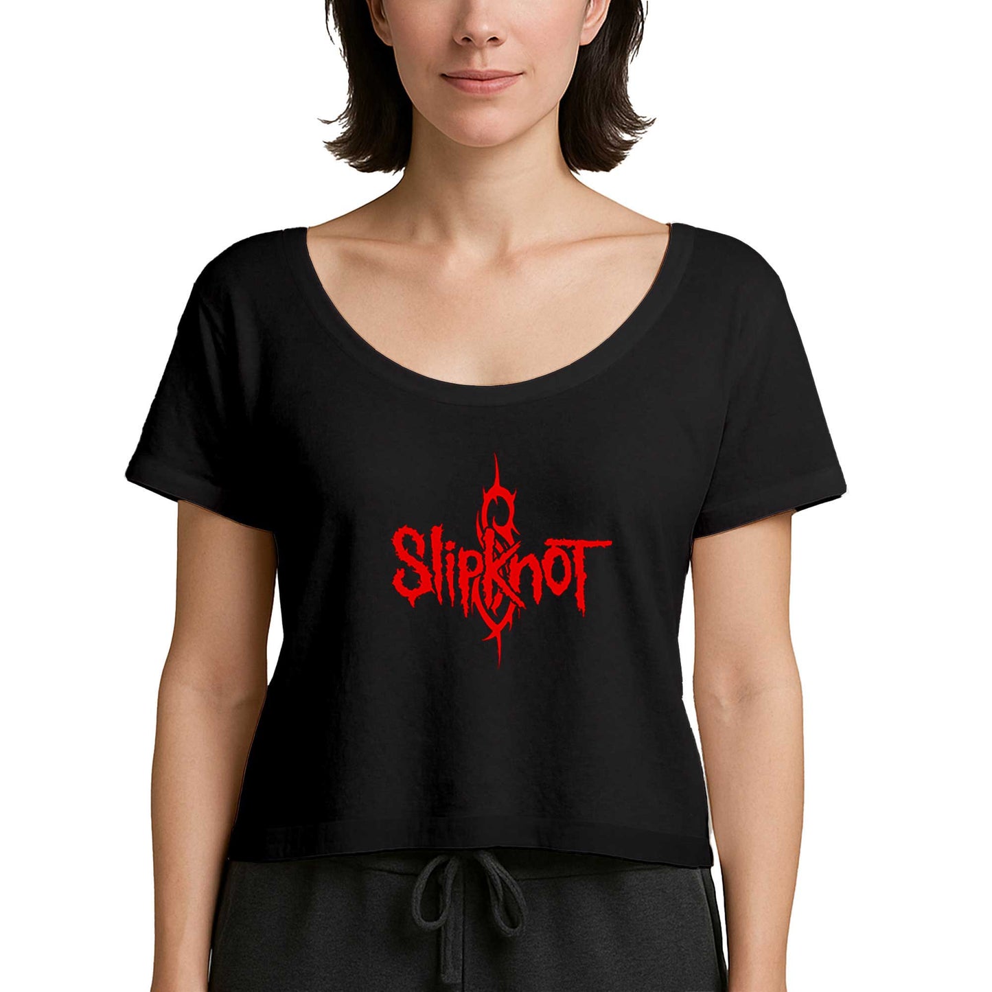 Slipknot Logo Red Siyah Kadın Tişört