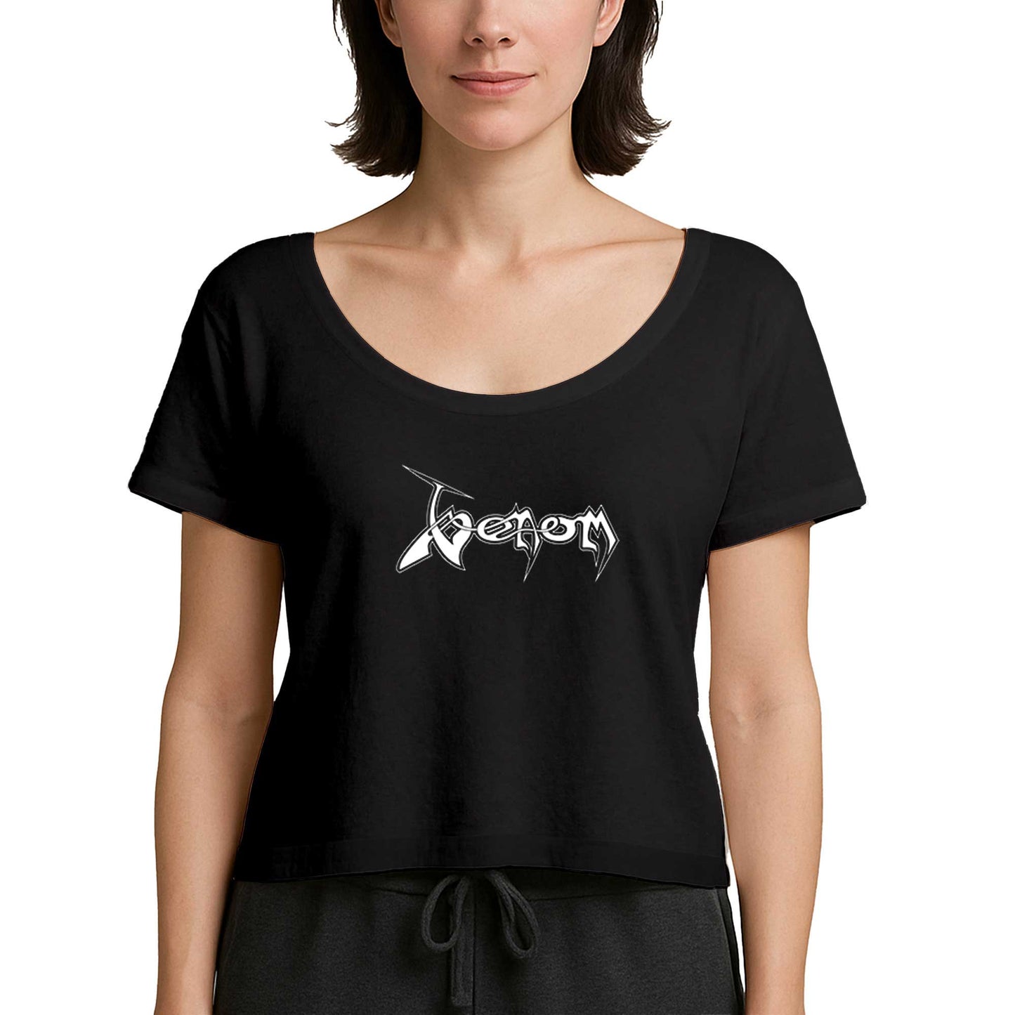 Venom Logo Text Siyah Kadın Tişört