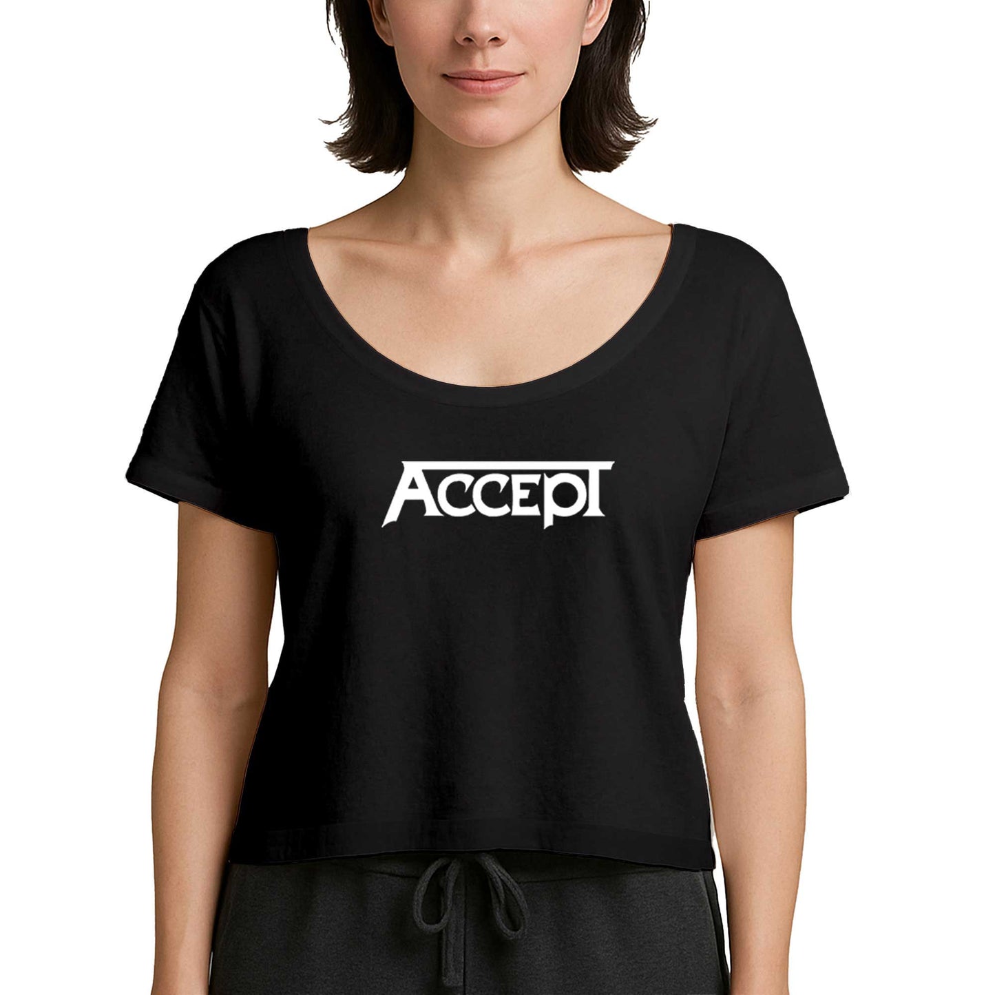 Accept Classic Logo Siyah Kadın Tişört