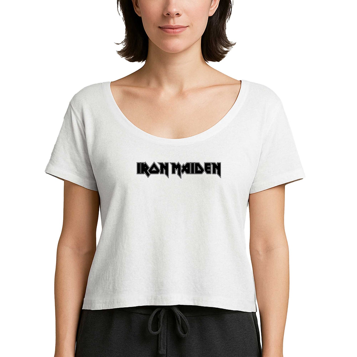 Iron Maiden Black Text Beyaz Kadın Tişört