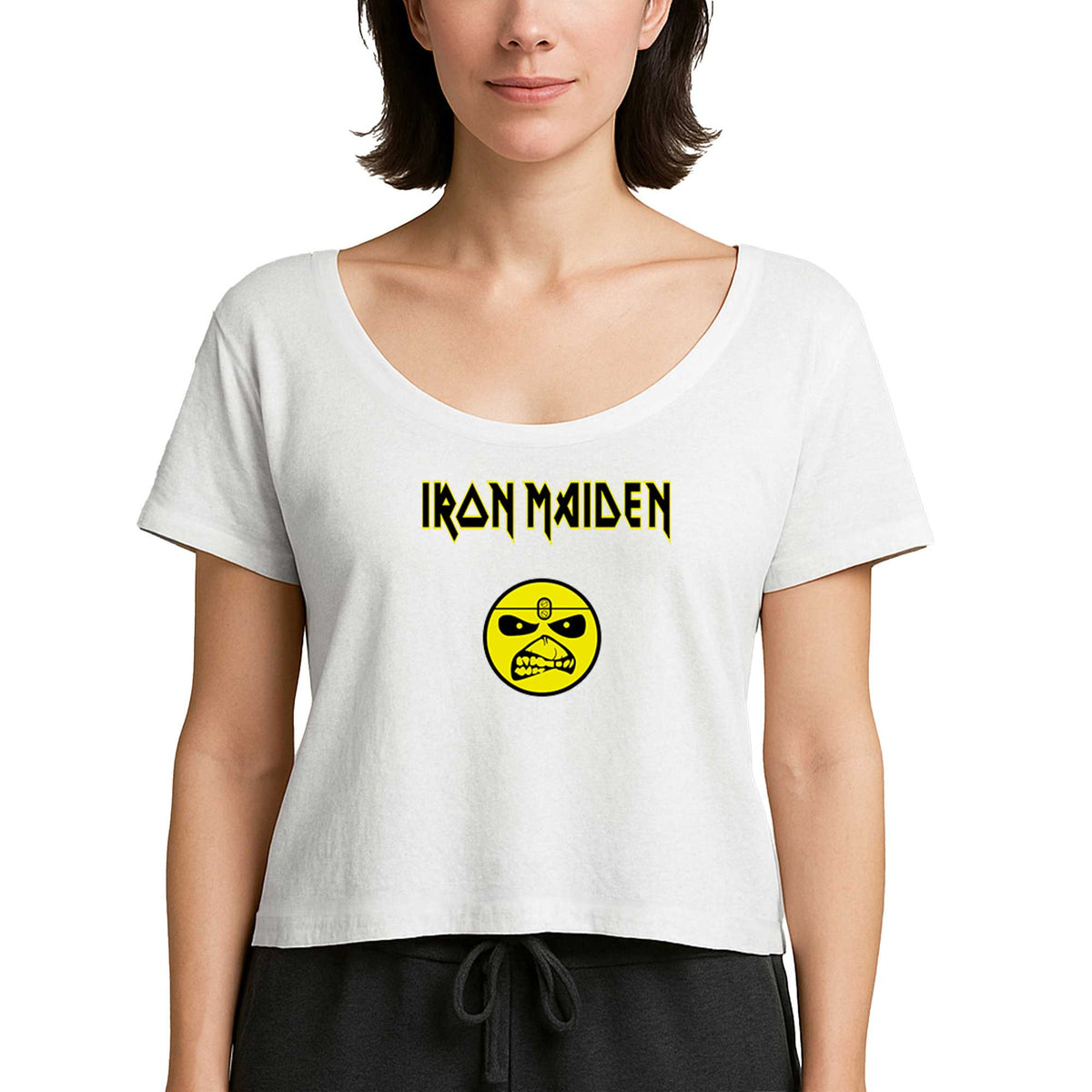 Iron Maiden Face Beyaz Kadın Tişört