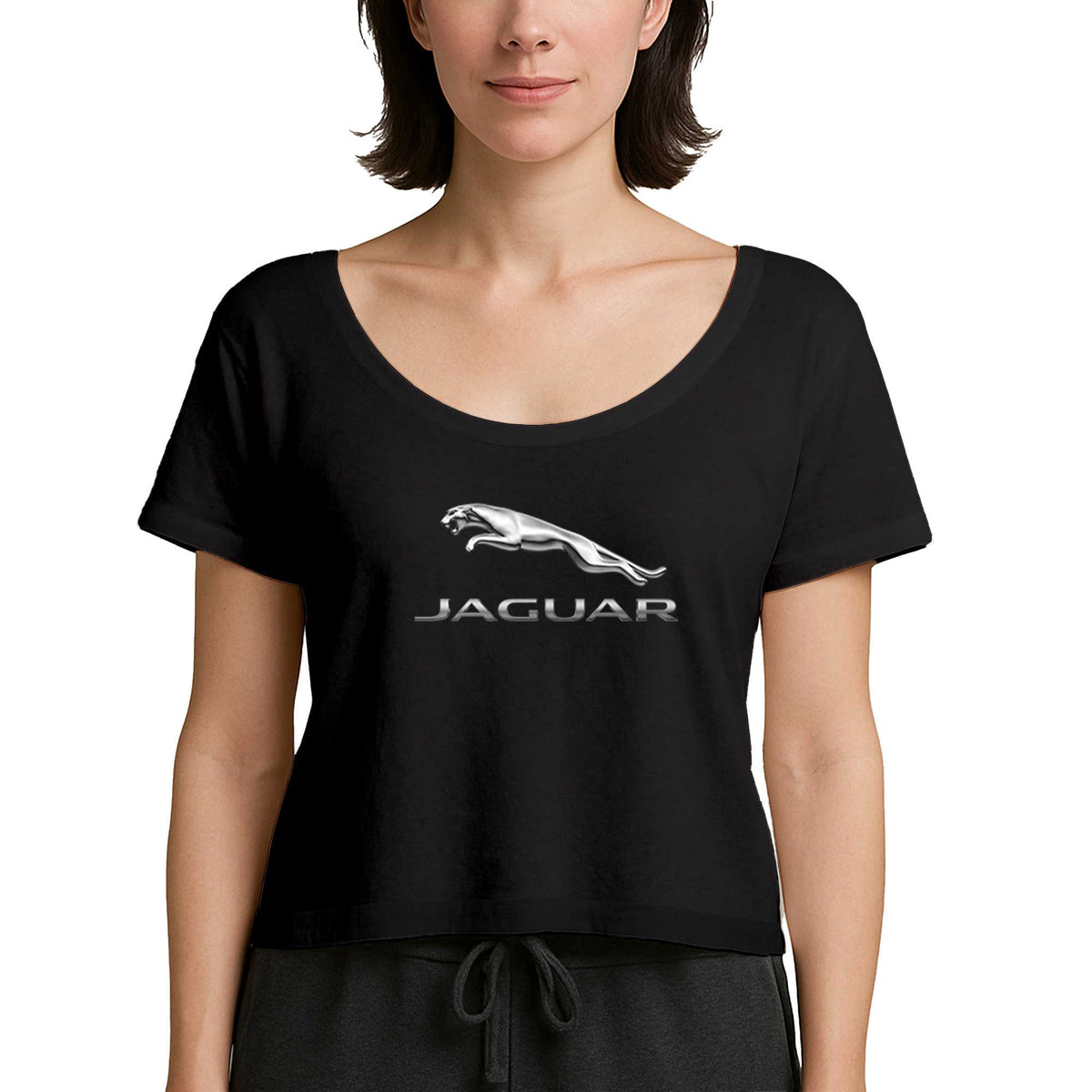 Jaguar Logo Silver Siyah Kadın Tişört