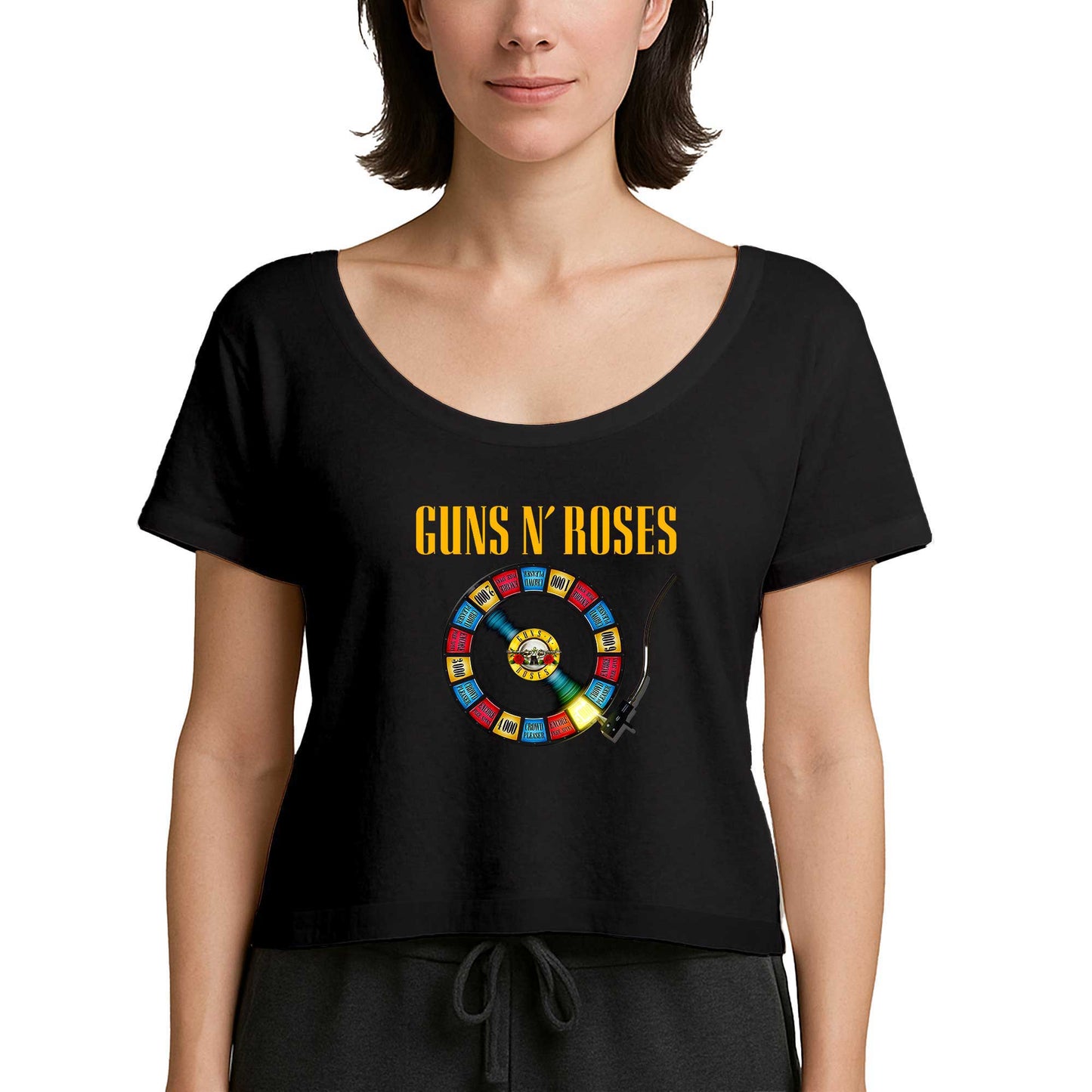 Guns N Roses Plak Siyah Kadın Tişört