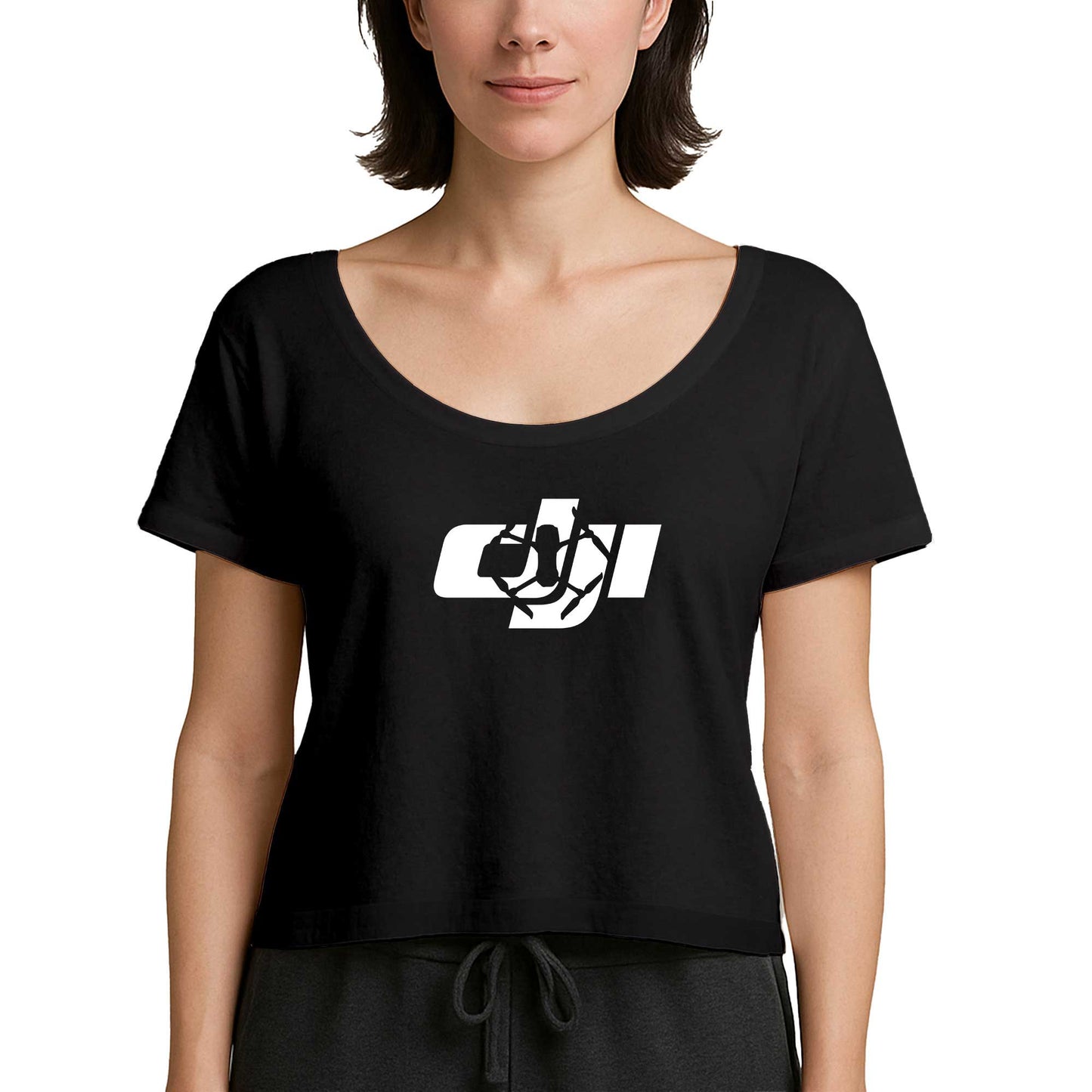 Dji Logo Silüet Siyah Kadın Tişört