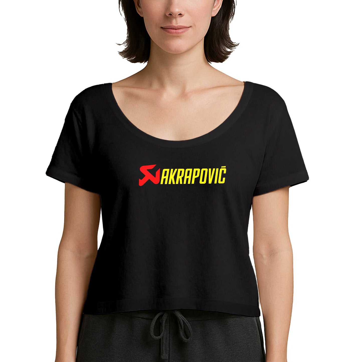 Akrapovic Logo Text Siyah Kadın Tişört