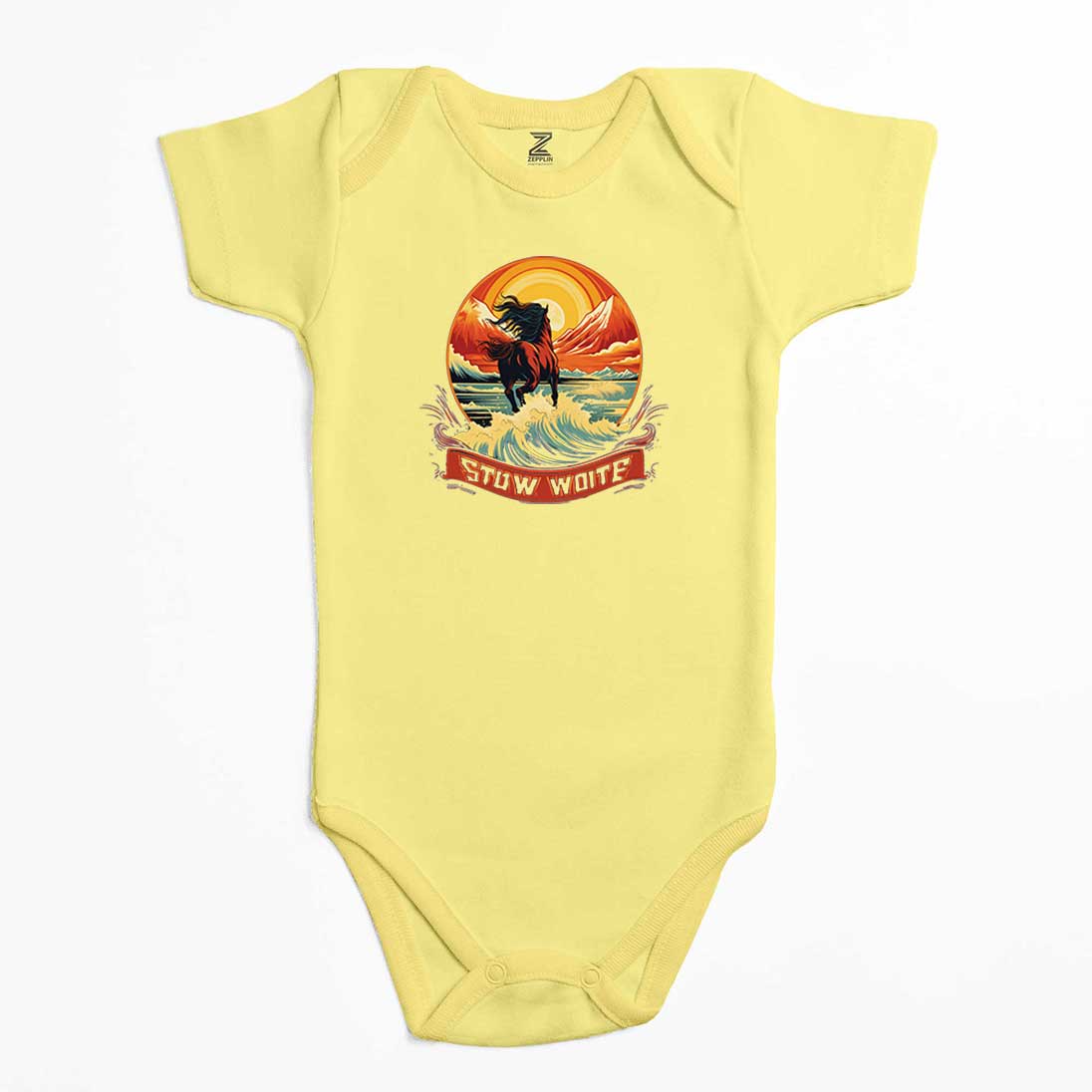 Horse Running in The Sea Renkli Bebek Body Zıbın