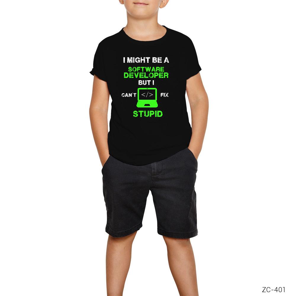 I Might Be A Software Developer Siyah Çocuk Tişört