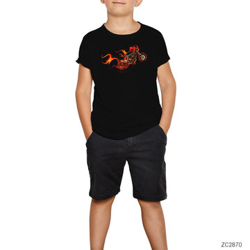 Fire Motorcyle Siyah Çocuk Tişört
