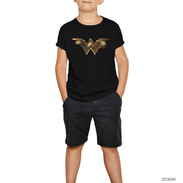 Wonder Woman Gold Siyah Çocuk Tişört