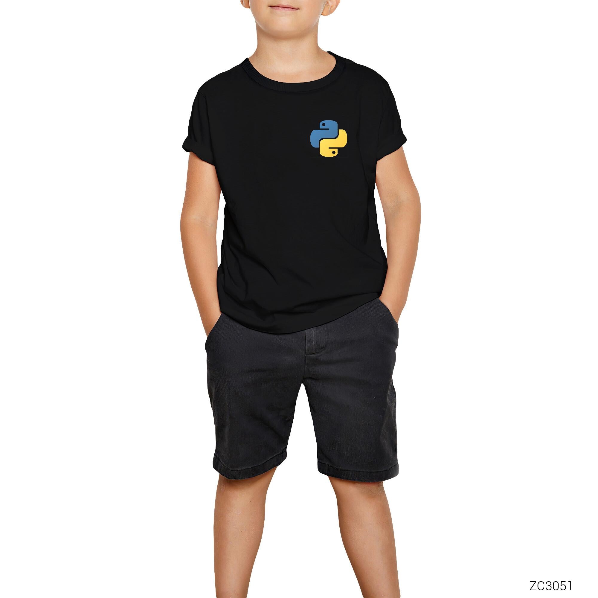 Python Yazılımcı Siyah Çocuk Tişört