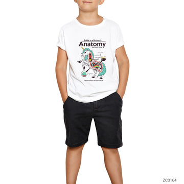 Unicorn Anatomy Beyaz Çocuk Tişört