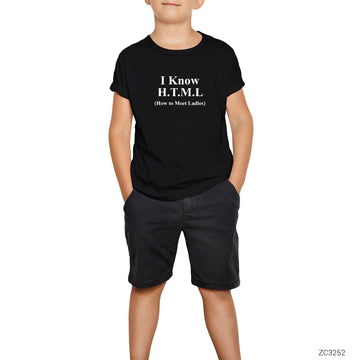 HTML Siyah Çocuk Tişört