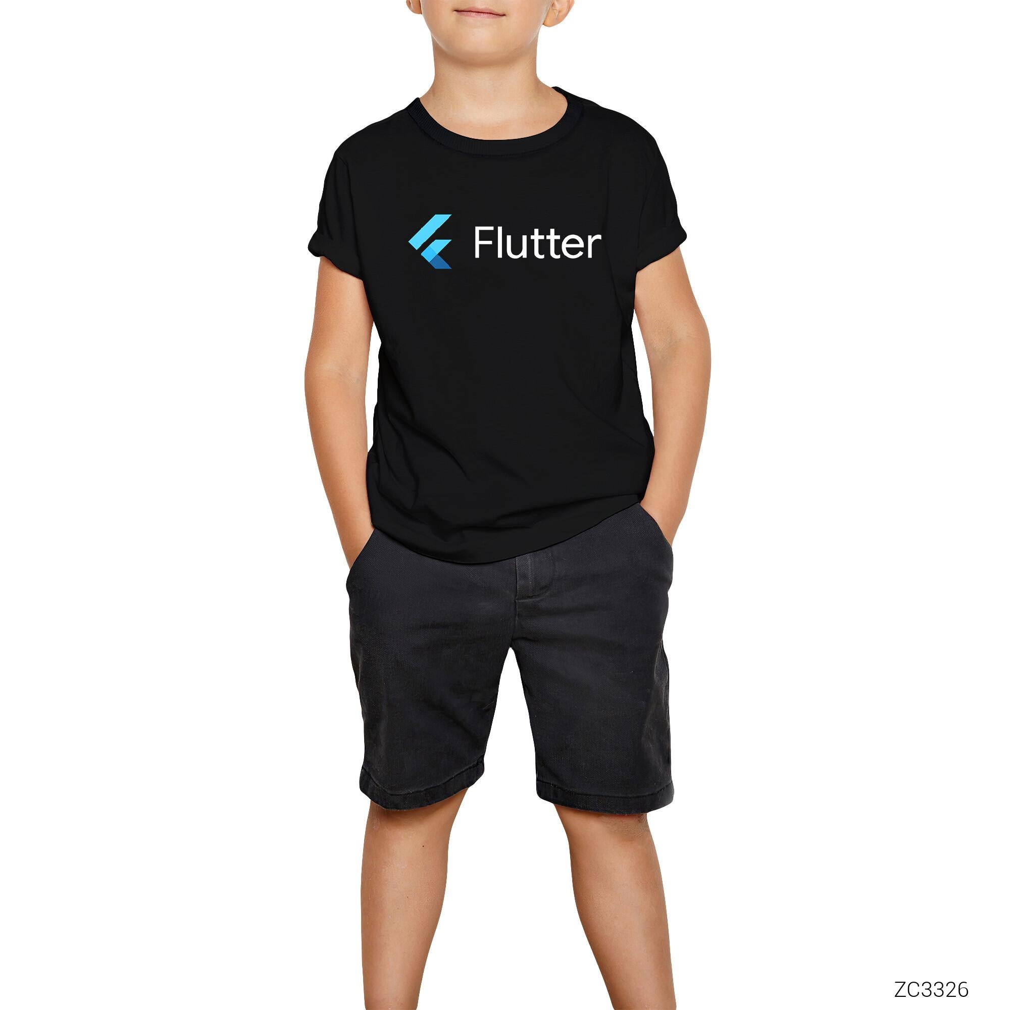 Flutter Siyah Çocuk Tişört