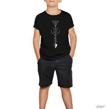 Ikizler Burcu Geometrik Siyah Çocuk Tişört