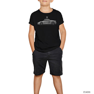 Lamborghini Gray Siyah Çocuk Tişört