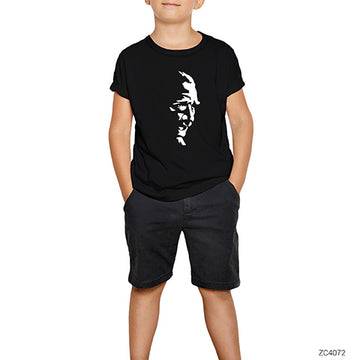 Mustafa Kemal Atatürk Silüet Siyah Çocuk Tişört