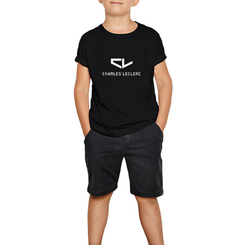 F1 Charles Leclerc Logo Siyah Çocuk Tişört