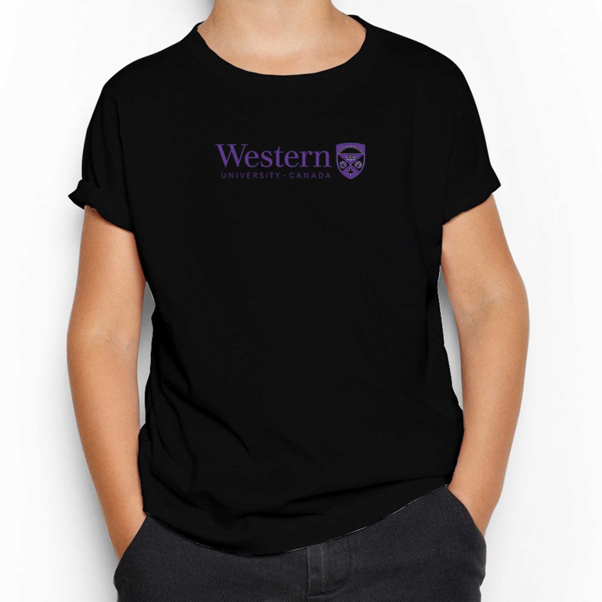 Western University Purple Logo Siyah Çocuk Tişört