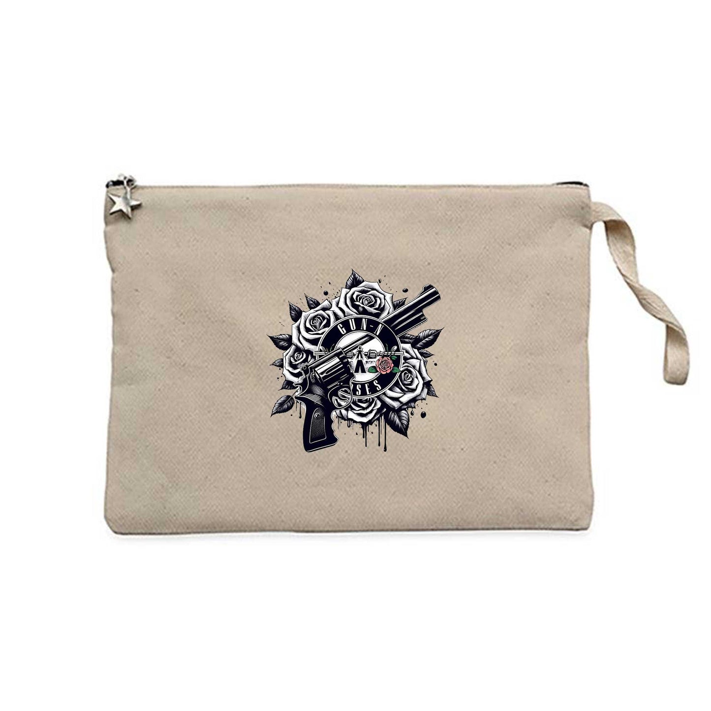 Guns N Roses Guns Logo Krem Clutch Astarlı Cüzdan / El Çantası