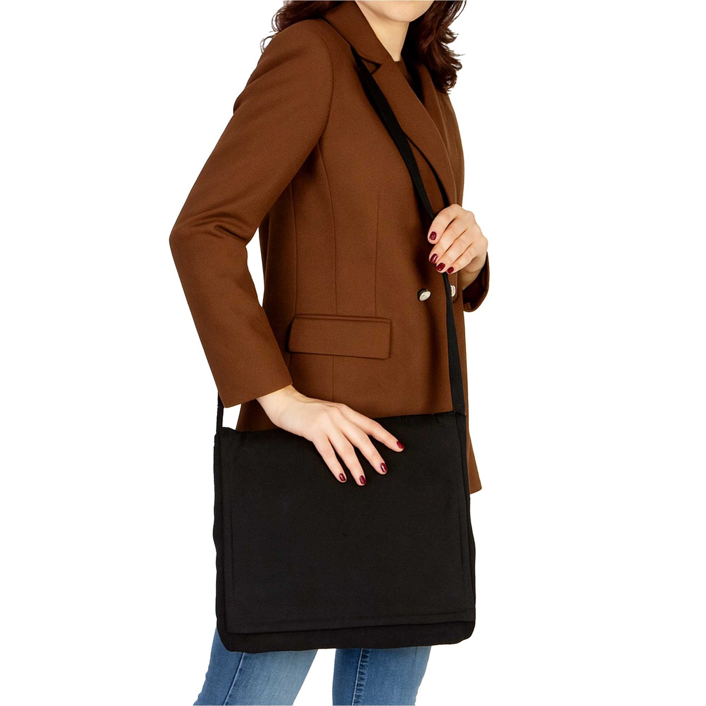 Ay Yıldız Siyah Kanvas Postacı Çantası