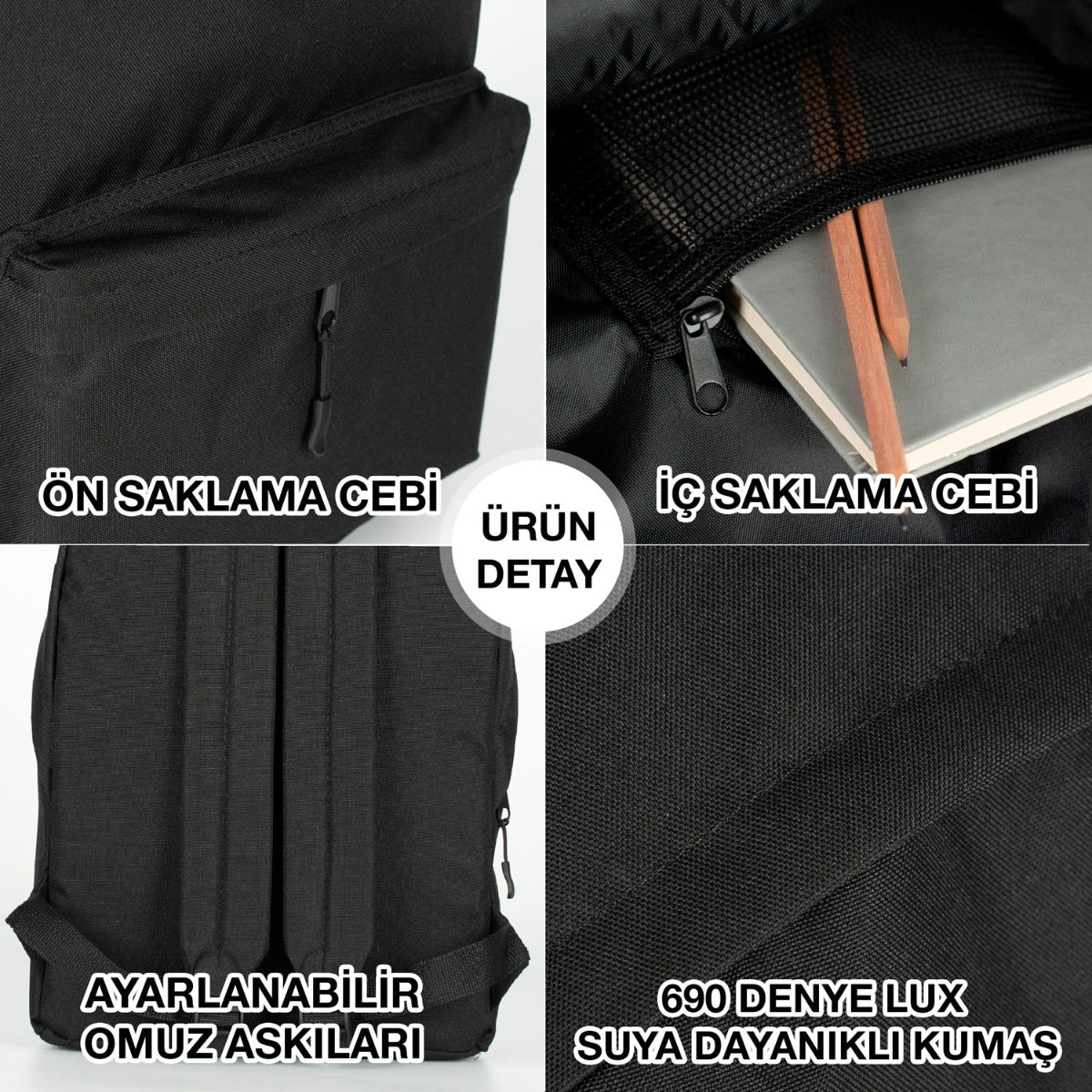 Sırt Çantası Siyah Renk Tasarla