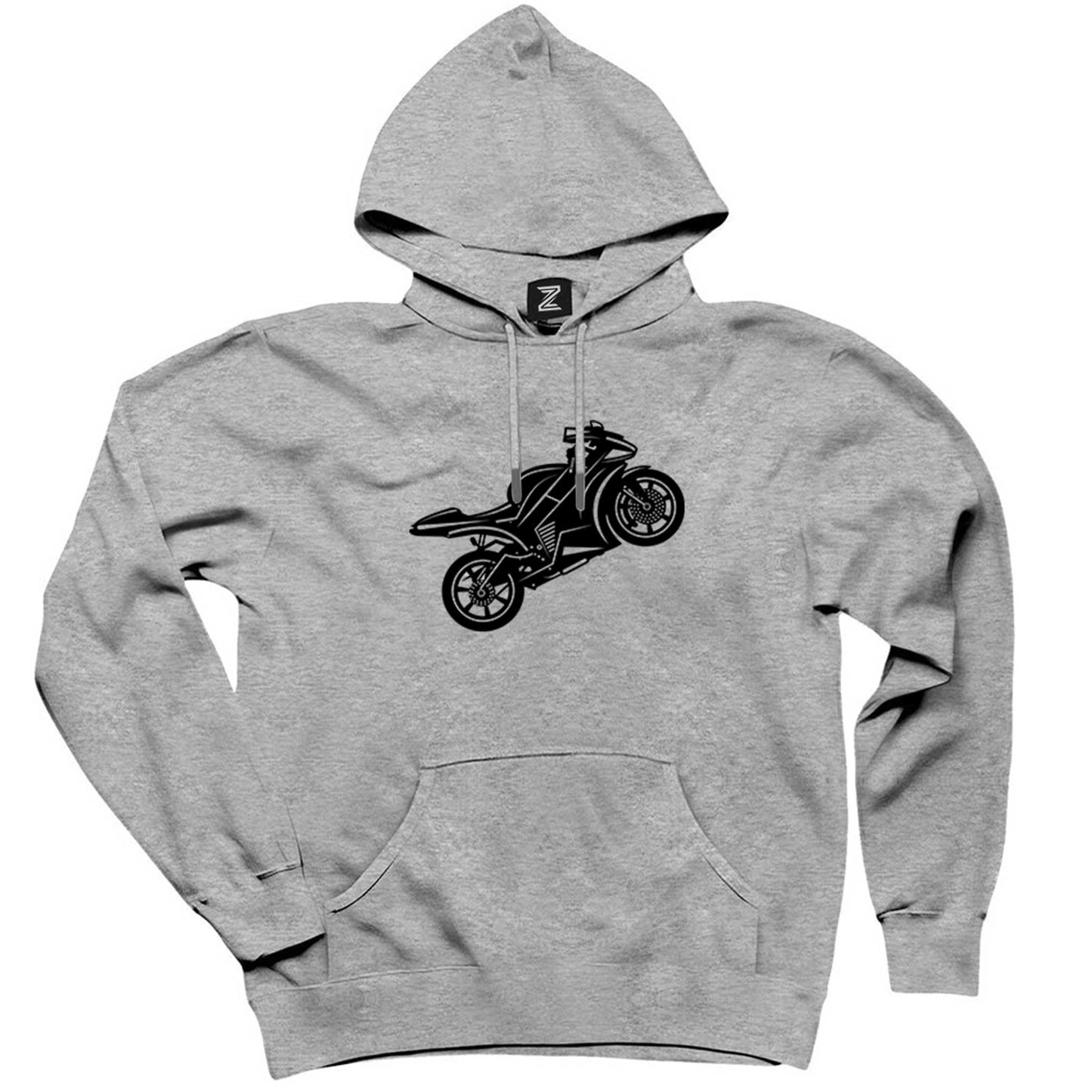 Motosiklet Siluet GriKapşonlu Sweatshirt Hoodie