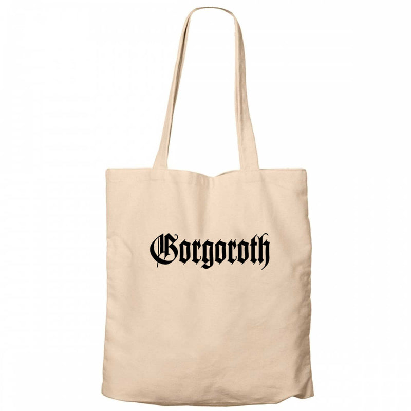 Gorgoroth Text Logo Krem Fermuarlı Bez Çanta Gabardin