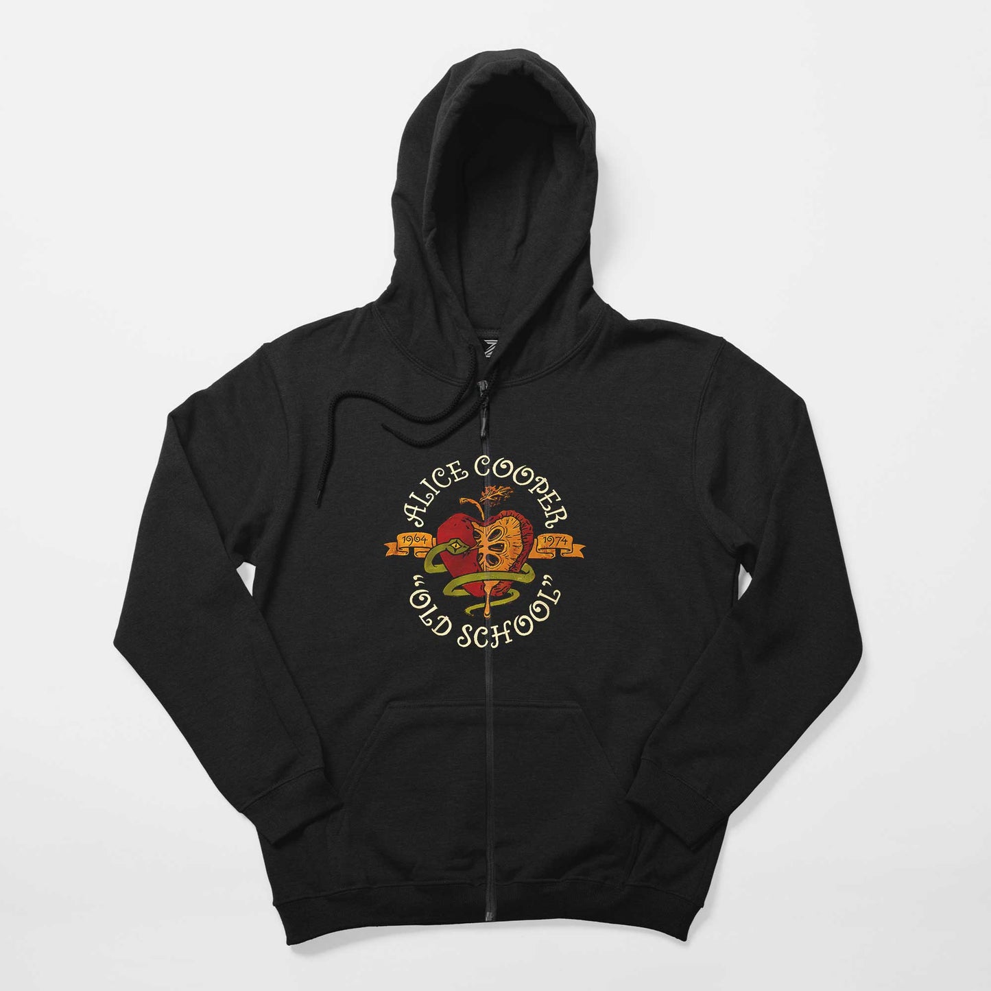Alice Cooper Old School Siyah Fermuarlı Kapşonlu Sweatshirt