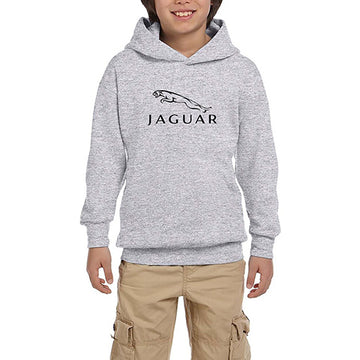 Jaguar Logo Gri Çocuk Kapşonlu Sweatshirt