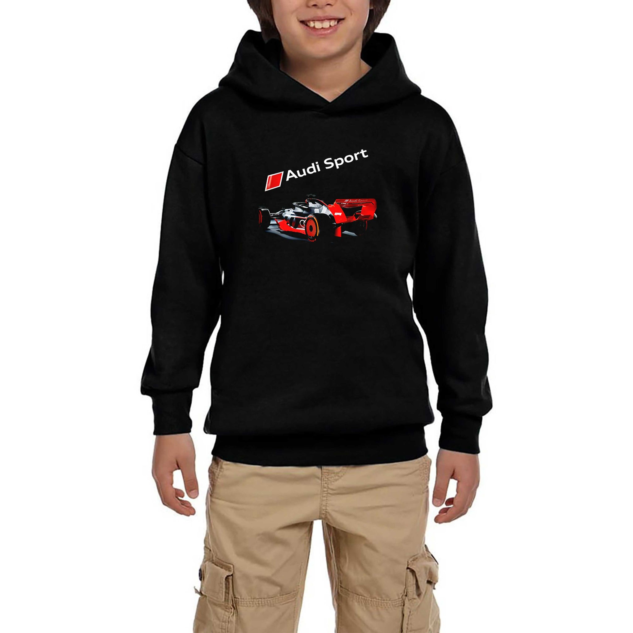 F1 Audi Sport Siyah Çocuk Kapşonlu Sweatshirt