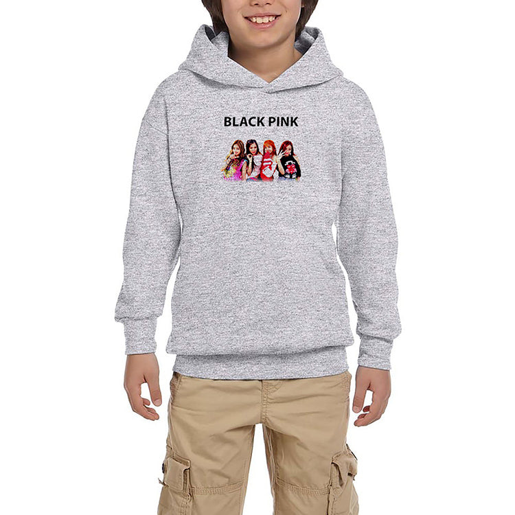 Blackpink Black Gri Çocuk Kapşonlu Sweatshirt