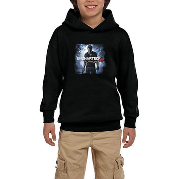 Uncharted 4 Nathan Drake Poster Siyah Çocuk Kapşonlu Sweatshirt