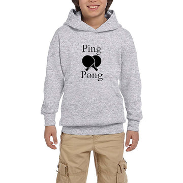 Ping Pong Racket Design Black Gri Çocuk Kapşonlu Sweatshirt