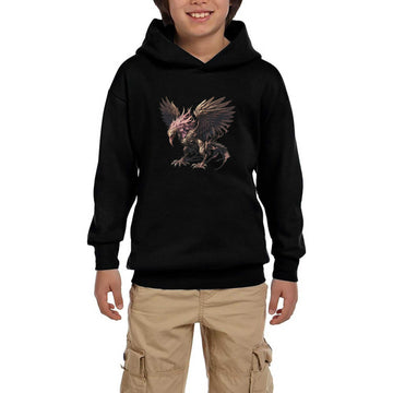 Phoenix Mythology Creature Siyah Çocuk Kapşonlu Sweatshirt