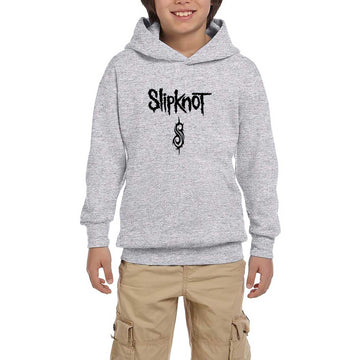 Slipknot Logo Text Gri Çocuk Kapşonlu Sweatshirt