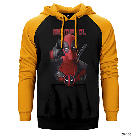 Deadpool Çift Renk Reglan Kol Sweatshirt / Hoodie