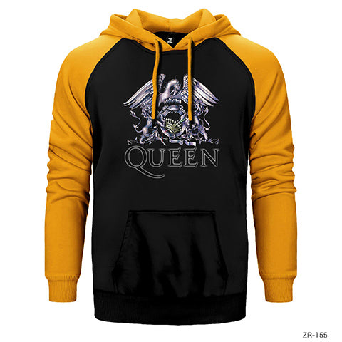 Queen Crow Çift Renk Reglan Kol Sweatshirt / Hoodie