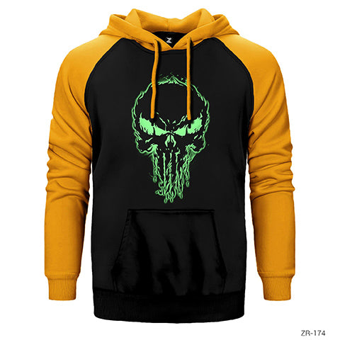 Punisher Green Çift Renk Reglan Kol Sweatshirt / Hoodie