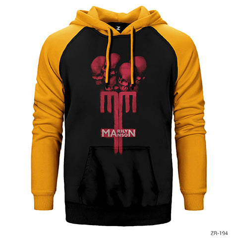 Marilyn Manson Çift Renk Reglan Kol Sweatshirt / Hoodie