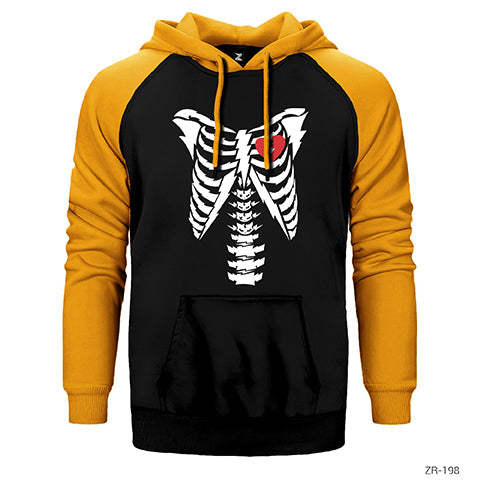 Kırık Kalpli İskelet Çift Renk Reglan Kol Sweatshirt / Hoodie