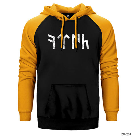 Göktürkçe Türk Çift Renk Reglan Kol Sweatshirt / Hoodie