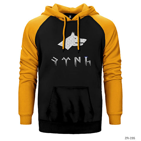Kurtlu Göktürkçe Türk Çift Renk Reglan Kol Sweatshirt / Hoodie